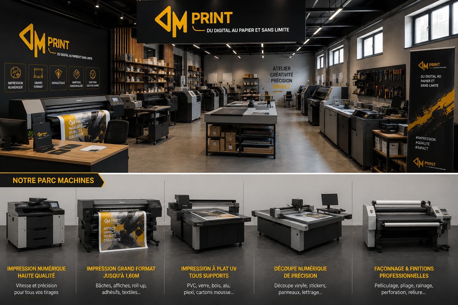 DigitalPrint workshop and its machine park: digital printing, large format, cutting and finishing